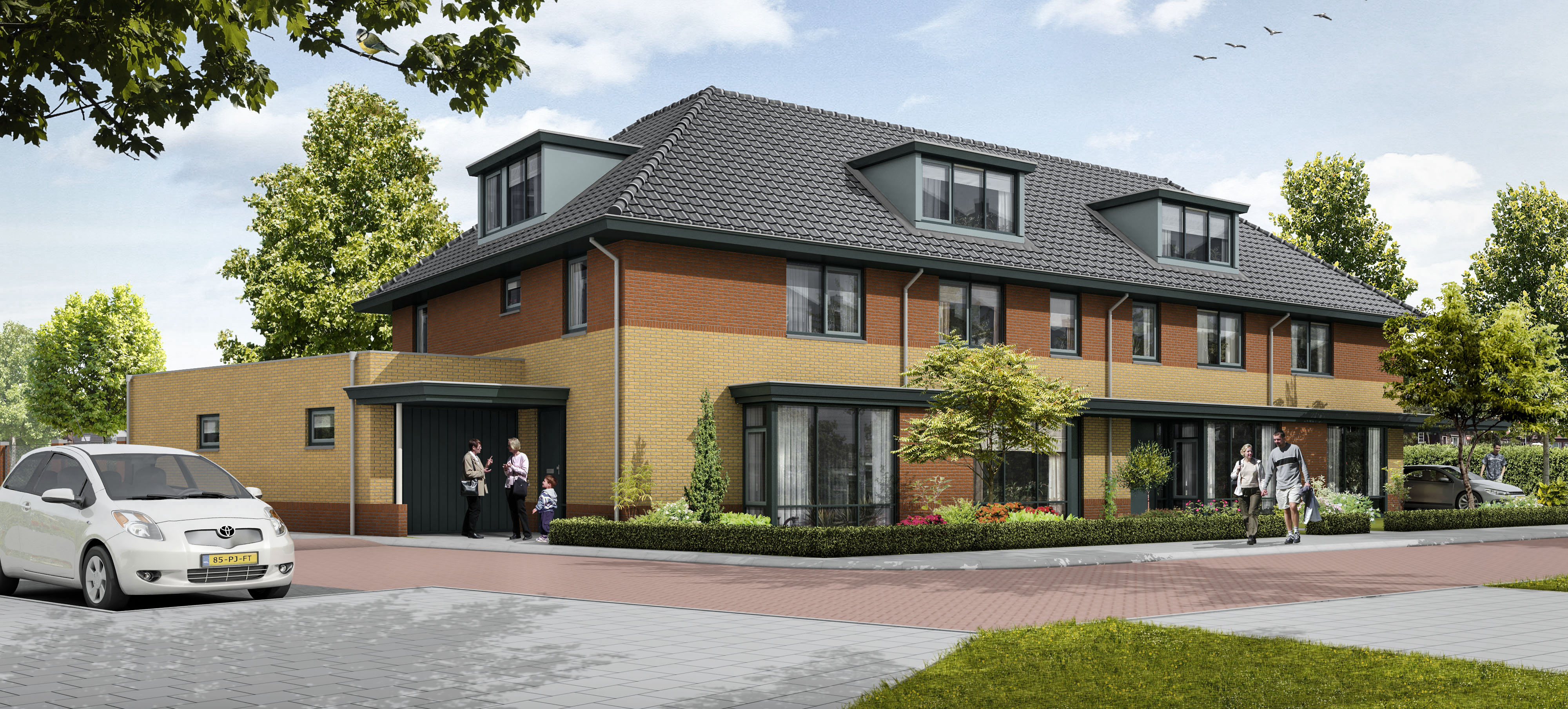 4 woningen aan het Glanswit te Zoetermeer. Architect Van Maanen Noordwijk